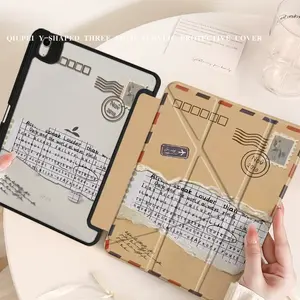 Notebook Foldable iPad Case With Pencil Holder Slim Shockproof Hard Acrylic Back Cover Auto Sleep Wake Compatible with iPad 10/9/8/7, Air 2/3/4/5/6/7, Pro 9.7/10.5/11/12.9 Inch