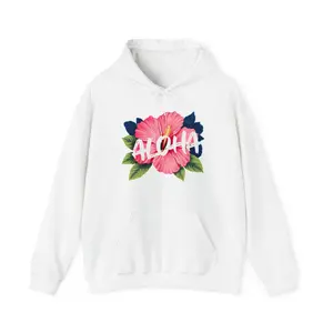 Hawaii Beach Hoodie - Maui Surf Sweatshirt with Hibiscus Ocean Design