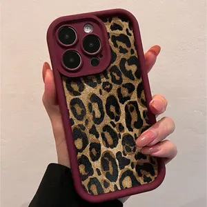 Sexy Wine Leopard Print Phone Case, Compatible with iPhone 11/12/16/13/14/15/7plus/8plus/x/XS Max/XR/11pro/12pro/13pro/14pro