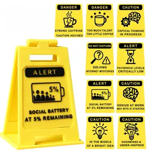 Kavilin Funny Desk Sign Set (10 Pcs), Caution Overstimulated Do Not Approach Signs, 3D Printed Small Desk Decor for Office, Answer Desk Sign, Funny Office Gifts for Coworkers