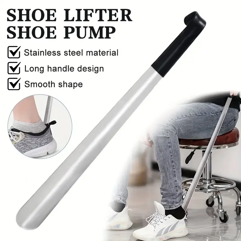 Shoe Horn Long 16.5 Inch Premium Stainless Steel Shoehorn for Seniors, Shoe Helper for Pregnant Women, Long Handle for Adults & Kids