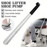 Stainless Steel Shoe Horn, 16.5-in Durable Long Handle with Comfortable Grip, Smooth Simple Shape for Easy Footwear Insertion, Tough Metal Accessory for Adults, Pregnant Women