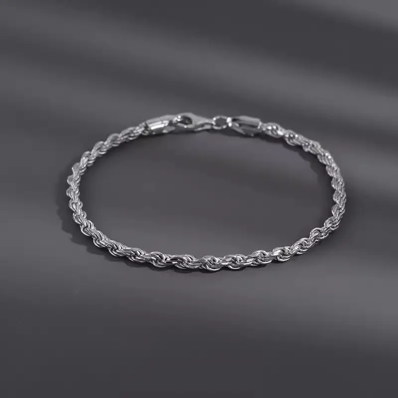Men's Titanium Steel Bangle, Thin Braided Cuban Chain Bracelet, Non-Fading Hip Hop Style Male Costume Jewelry, No Warning Applicable, Hip Hop Wear, Thin Twist, All Seasons, One-Piece