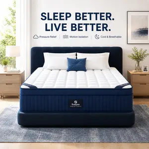 Fansace Sleek series 16 inch King Size Luxury Euro-Top Hybrid Mattress with Cloud Quilt, Pocket Springs, Gel Memory Foam, Pressure Relief, Weightless Cooling, Strong Edge Support, Box Delivered for Superior Comfort