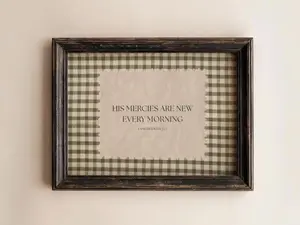 Gingham New Mercies Lamentations 3-23 Poster, Vintage Christian Home Decor, Wall Art