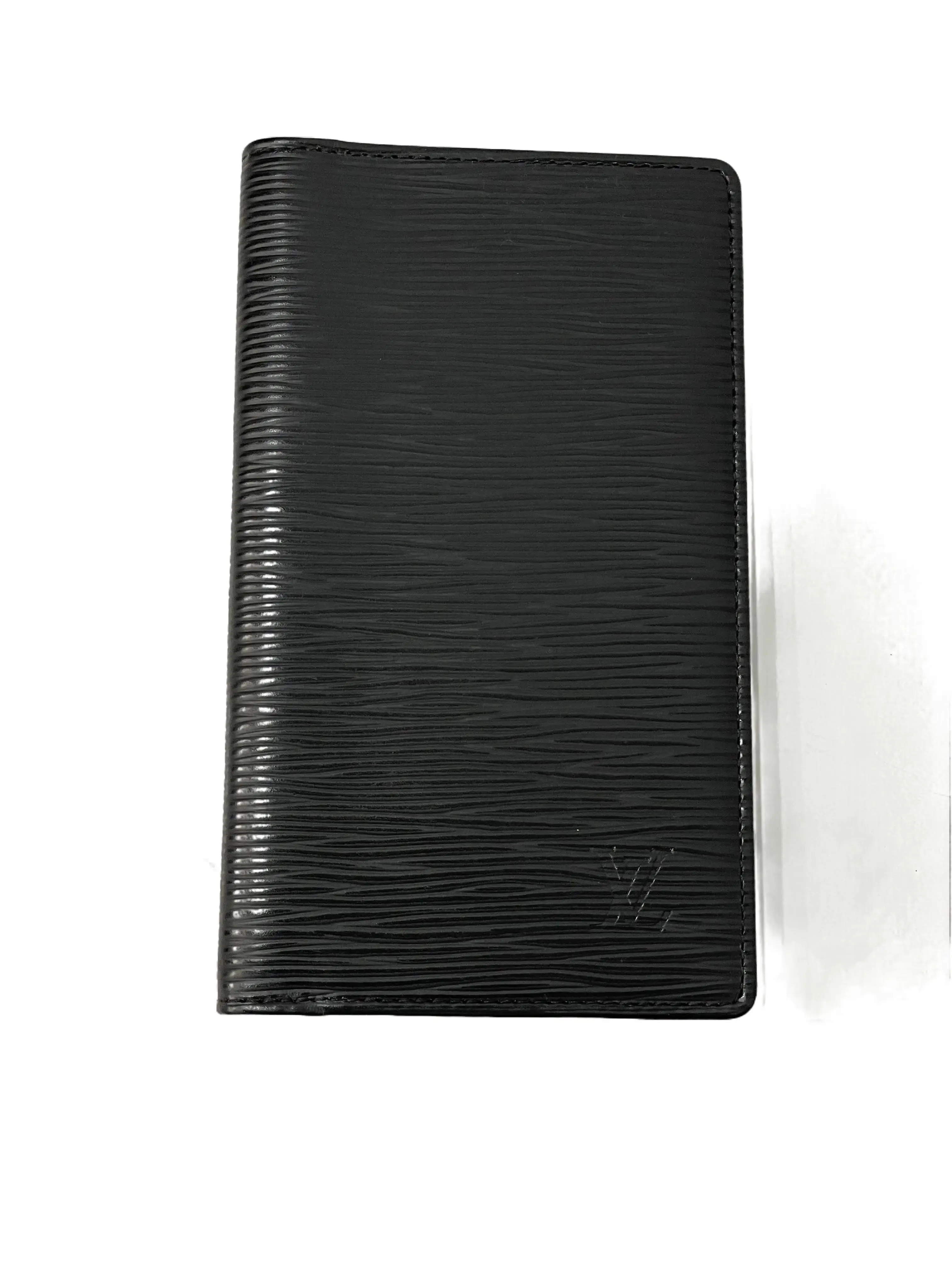 Pre-owned Louis Vuitton Leather small leather goods Epi Black Slender Bifold Fla...