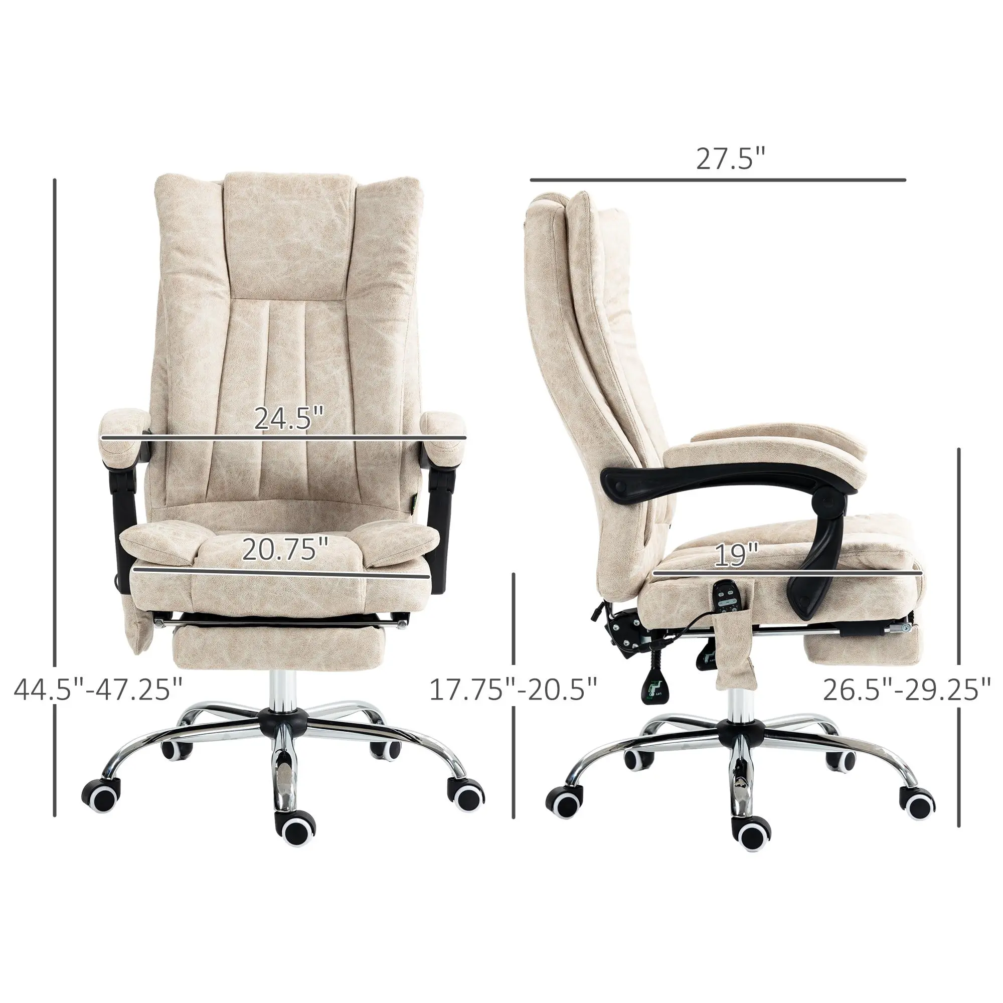 Cream White, Microfiber + 135° Recline + Heating