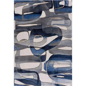 Regal Abstract Washable Blue Rug
