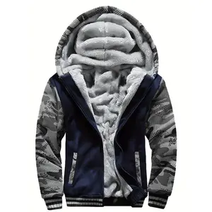 Man Jacket 2024 Men's Thermal Fleece Hooded Jacket, Autumn and Winter Leisure Multicolor Jacket Coat Dandy Casual Long Sleeve