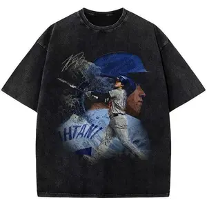 Shohei 0htani Japanese Wave Baseball Graphic T-Shirt, Vintage Baseball Shirt, Baseball Fan Apparel, Summer Unisex Cotton Crewneck T-Shirt Menswear Womenswear Streetwear Top