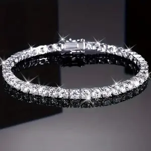 Moissanite Synthetic Tennis Bracelet|   2-6mm VVS1 Sparkling Stones|    6-8.5" for Men & Women|   Unisex Hip Hop Jewelry Gift Wedding, Birthday, Anniversary|   Eco-Friendly & Hypoallergenic Fine Jewelry