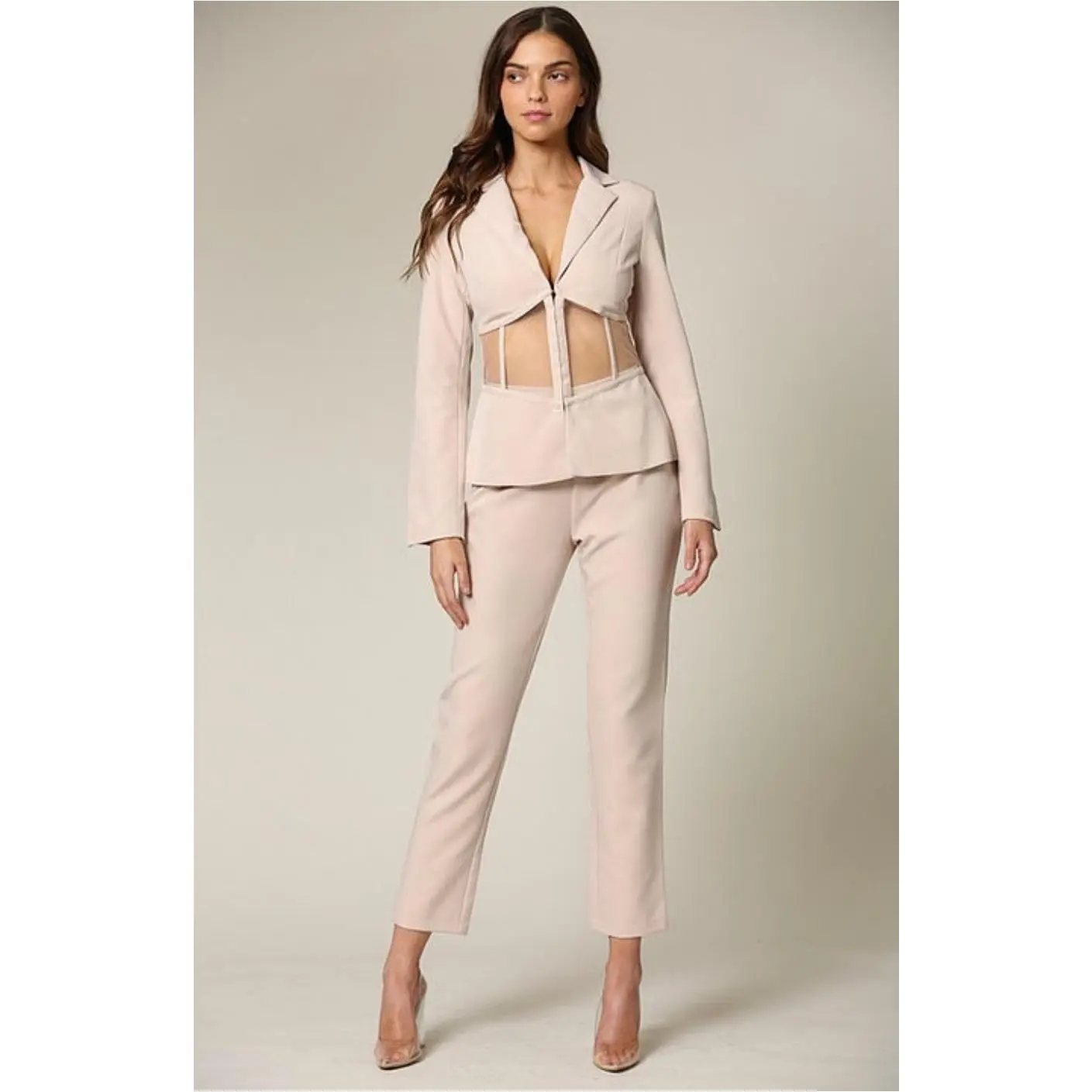 Boss Babe Pant Suit || Nude