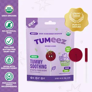 Tumeez by EEZ Co. Organic Tummy Soothing Pops for Kids, Variety Pack, 28ct