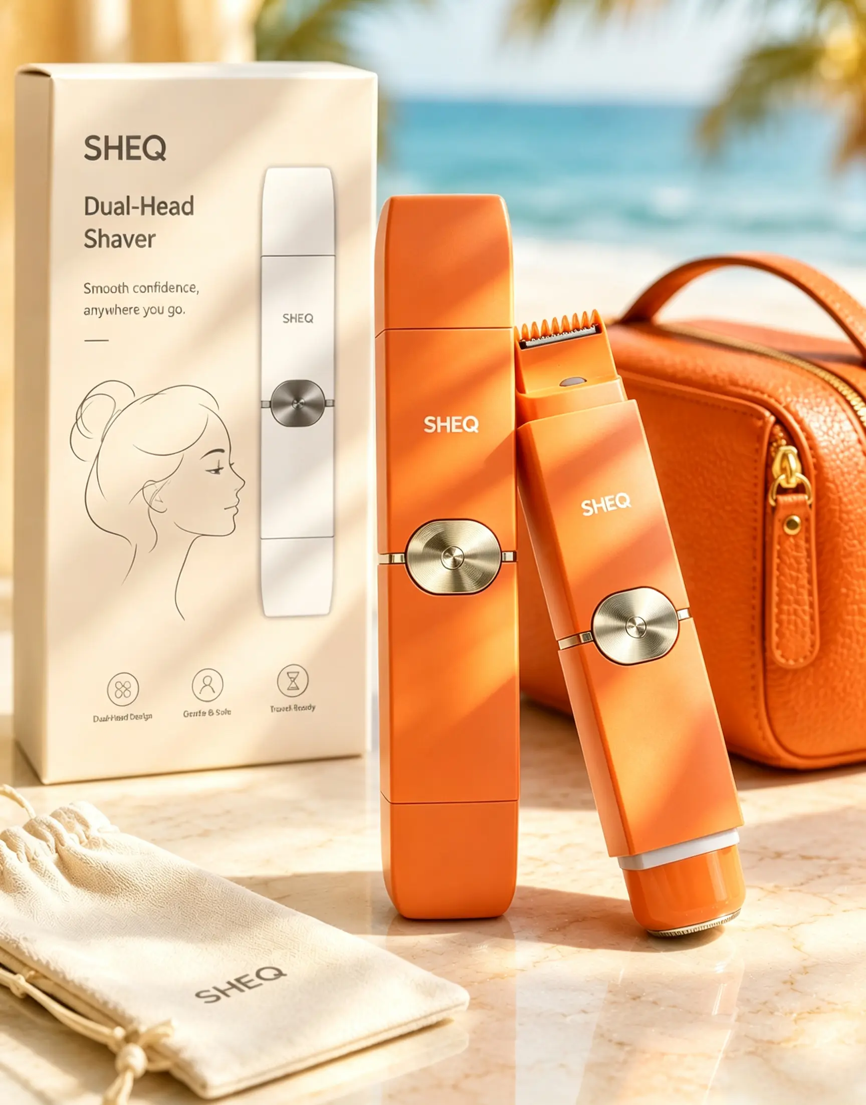 Portable Electric Body Trimmer for Women, Rechargeable Bikini Trimmer & Electric Shaver with Dual Heads, IPX7 Waterproof Hair Removal Tool for Underarms, Face, Legs & Travel
