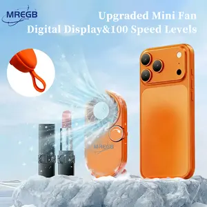 MREGB Upgraded Mini Handheld Multifunction Rechargeable Fan - LCD Digital Display, 100-Speed Adjustable, Quiet Strong Wind, Long Battery Life, Lanyard for Travel, Office Use | Portable Fans, Mini Travel Products