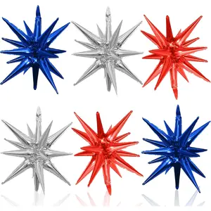 HILAVO 6PCS Star Balloons, 22Inch Huge Red Blue White Star Balloons Spike Cone Balloon for 4th of July Independence Day USA Patriotic Party Decorations