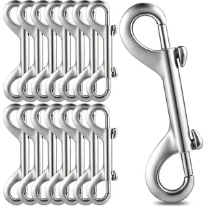 15 count 4.7" Double Ended Bolt Snap Hooks,  Heavy Duty Zinc Alloy Snaps, Trigger Chain Metal Clips Key Holder 220LB Load Capacity for Cats  Leash Horse Tack Feed Bucket Hammocks