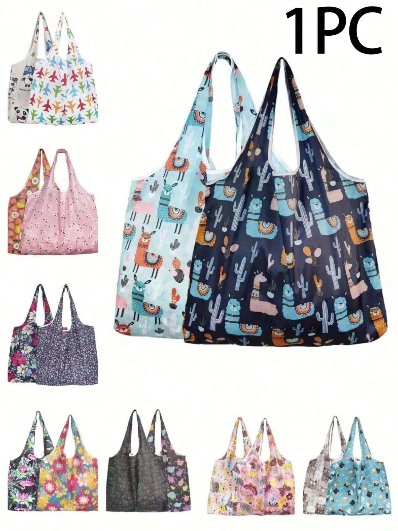 Reusable Shopping Bag, Foldable Handbag, Reusable Grocery Bags, Lightweight Shopping Bag, Waterproof Large Capacity, Ideal for Travel, Picnic, Camping, Outdoor Activities, Home Use