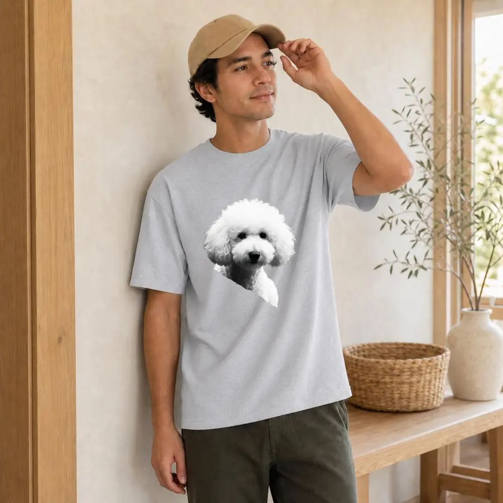 Xtauto Cute White Poodle Dog Print Unisex T Shirt Casual Summer Spring Gift For Dog Lovers Pet Owners Animal Friends