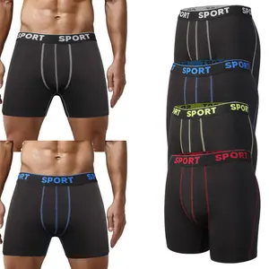 4 Pack Menswear Boxer Briefs Bamboo Fiber Underwear with 3D Support Pouch Breathable Tagless Soft Cozy Shorts Trunks Elastic Long Natural Stylish Rayon