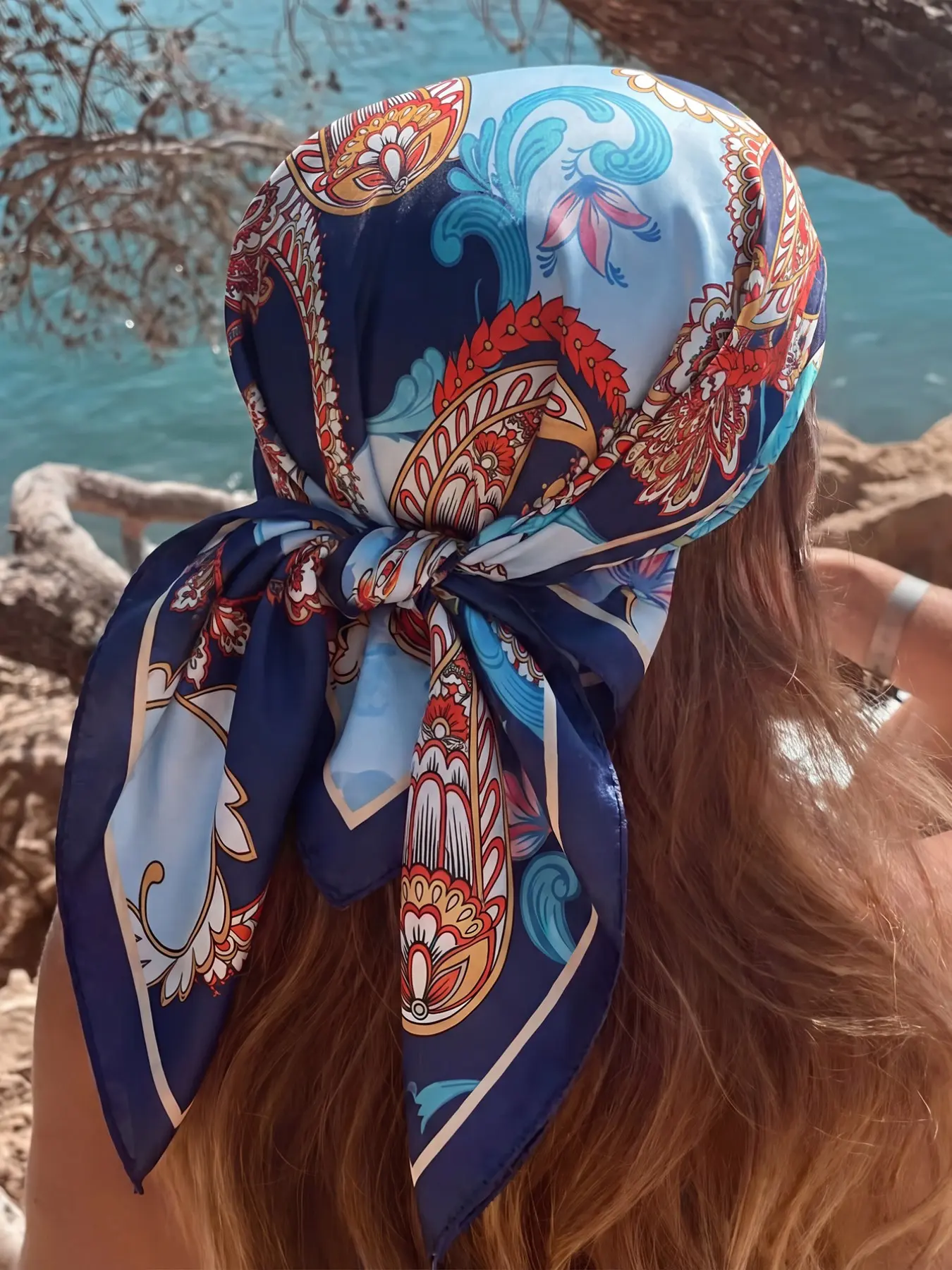 Boho Style Paisley Print Chiffon Bandana, Paisley Bandanas, Women's Summer Daily Travel Vacation Soft Breathable Sun Protection Headscarf, Fashion Headscarf, Versatile Casual Accessory