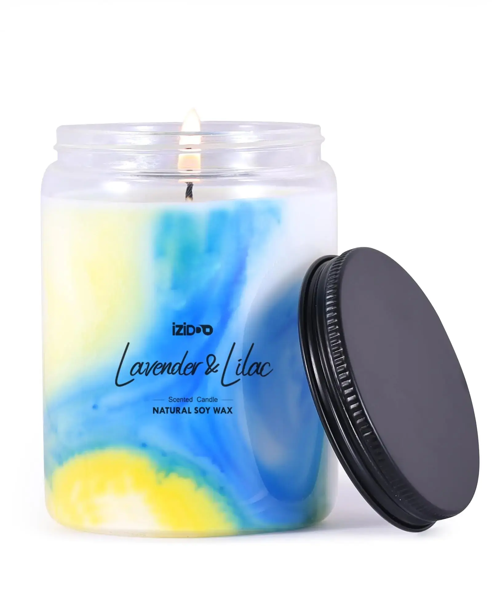 IZIDDO Candles for Home ScentedLavender & Lilac Extra Strong Scented Candles9.5 oz 60 Hours BurnNatural Handmade Marble CandleHoliday Candles Gifts for Women