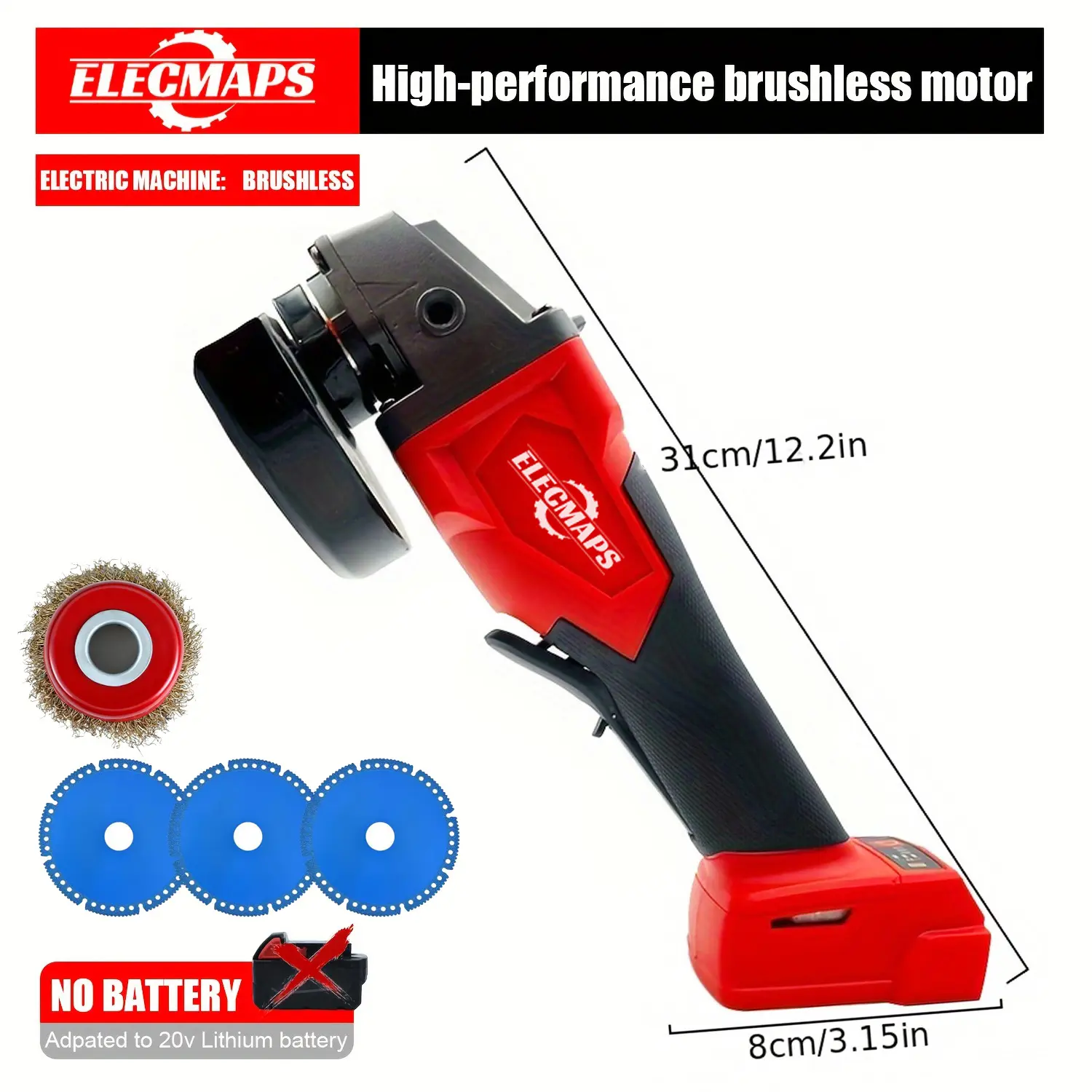 4-1/2" Angle Grinder Compatible with Milwaukee M18 18V Battery(NO Battery) Battery Powered Angle Grinder