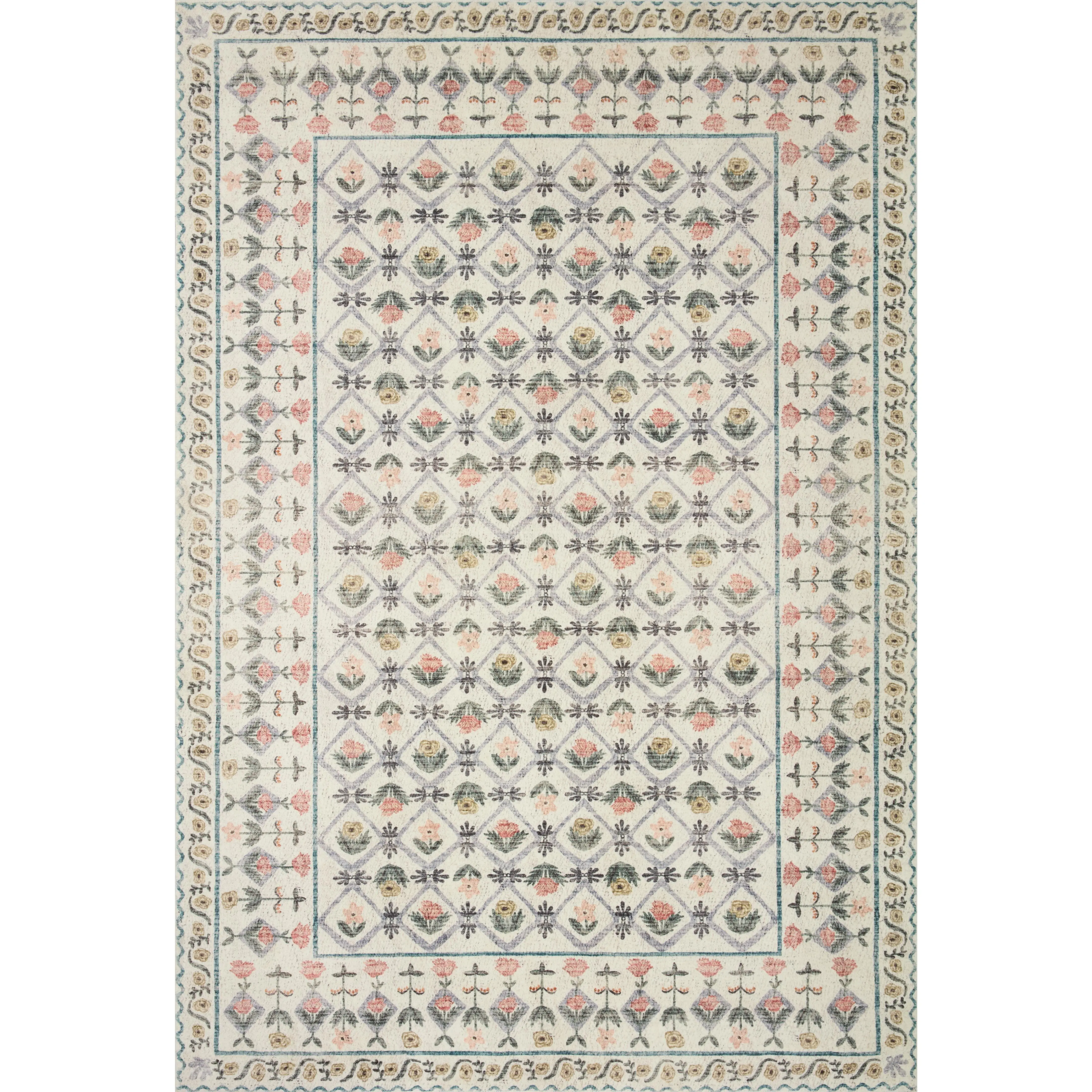 Rifle Paper Co. x Loloi Eden EDE-03 Lattice Ivory Contemporary Power Loomed Rug