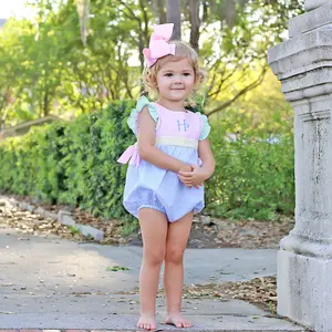 Multi Stripe Seersucker Avery Bubble - Pastel Girls Spring Outfit