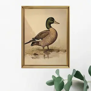Room Decor Mallard Duck Canvas Art Print, Realistic Waterfowl Illustration, Frameless Rolled Canvas Poster, for Home, Office, Living Room, Bedroom Wall Decor