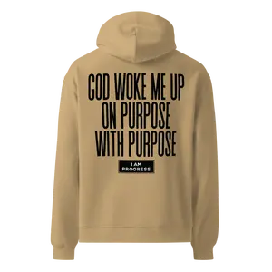 I Am Progress® God Woke Me Up Oversized Hoodie - Sand