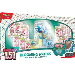 (Open live)Pokémon Blooming Waters Premium Collection 151 - Includes 4 Foil Cards, 1 Oversize Foil Card, 12 TCG Booster Packs, A Code Card for Pokémon TCG Live