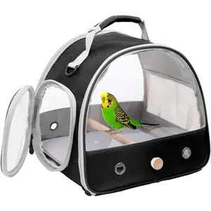 Bird Travel Carrier, Portable Small Bird Parrot Parakeet Carrier with Standing Perch and Soft Mat, Side Access Window Collapsible to Carry and Transport Birds Vet Visit