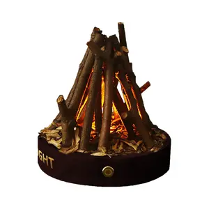 Rechargeable Campfire Night Light – Camping Lantern with Flame Sound, Log Design, 3 Lighting Modes for Ambient Lighting & Outdoor Adventure