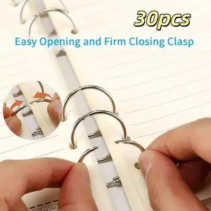 30-Piece Inch Loose Leaf Binder Rings, Metal Flashcard Rings for Index Cards, Durable Key Rings for Organizing and Crafting, Toploader Card Binder, Office Stationery Supplies, Office Accessories