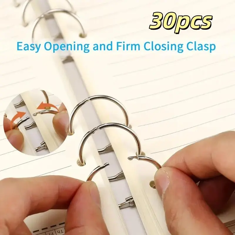 30-Piece Inch Loose Leaf Binder Rings, Metal Flashcard Rings for Index Cards, Durable Key Rings for Organizing and Crafting
