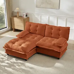 Eyisean 77" Chenille Oversized Modular Sectional Sofa with Ottoman, Modern Deep Seat Loveseat with Lattice Decorated Seat Cushion, 2-Seater Comfy Cloud Couch for Living Room, Bedroom,Office,Apartment
