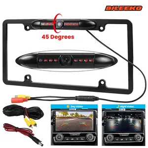 Us License Plate Frame Backup Camera, HD Night Vision Waterproof Design, LED Infrared Light, Adjustable Angle Rear View Image