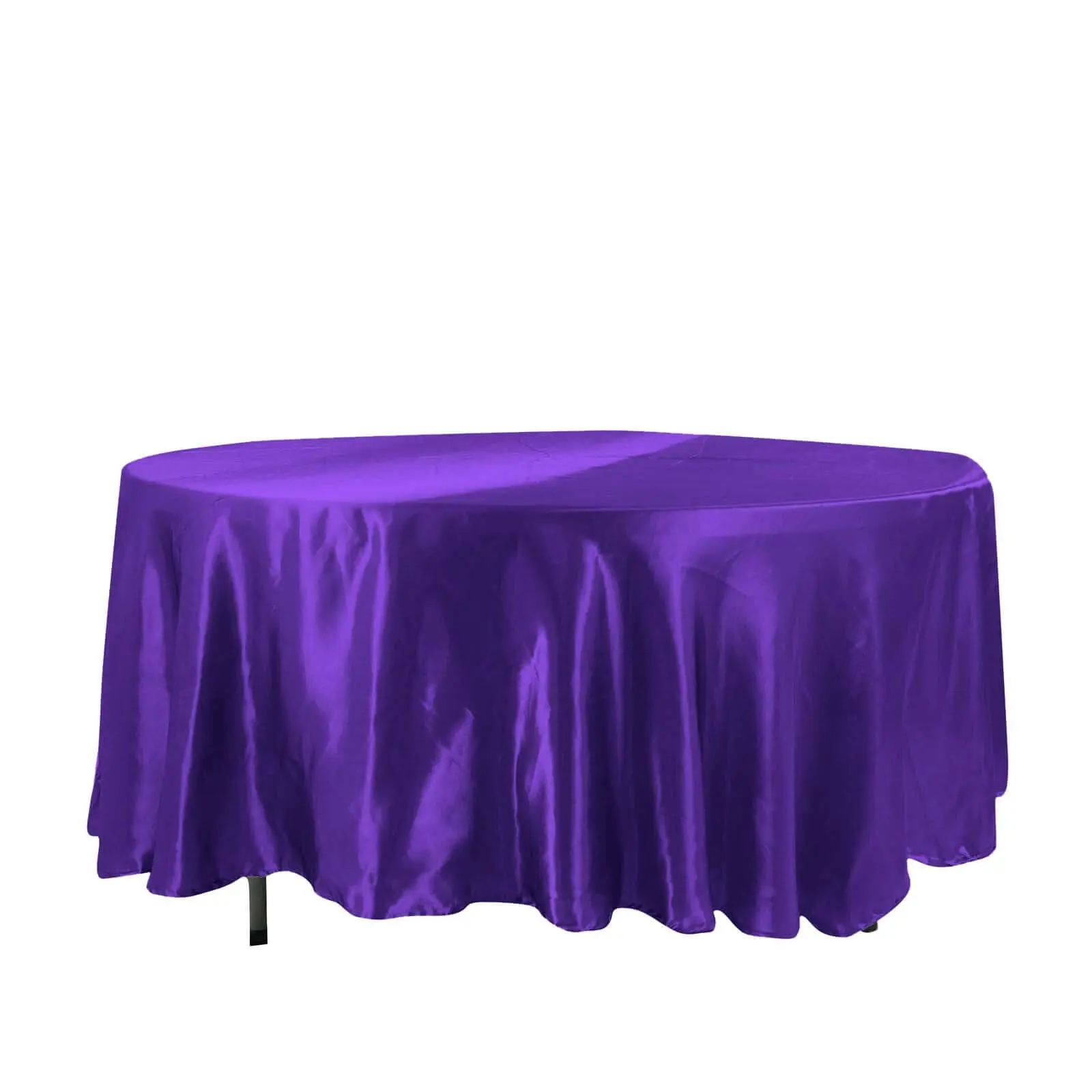 Purple 108" Round Satin Tablecloth - Smooth, Lustrous Table Cover for Hotels, Anniversaries, Weddings, Events, Decorations