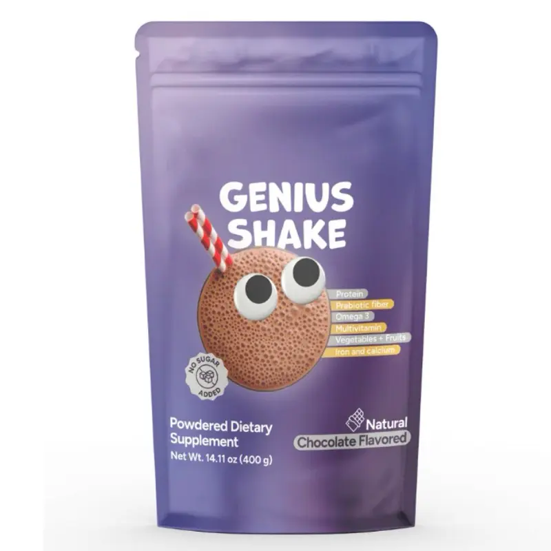 GENIUS SHAKE KIDS Chocolate-Coconut Flavor Whey Protein & Vitamins Daily Nutrition Supplement for Energy & Immune Support