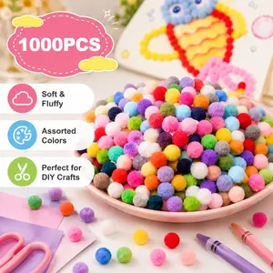 1000Pcs Small Poms Craft Assorted Pompoms,Mini Pompoms,Multicolor, Polyester, Plush Balls Soft Mini Pom Poms Handmade Mini Pompoms Portable Fluffy Pompoms, for DIY Creative Crafts Decorations Arts Projects Birthday Wedding Engagement