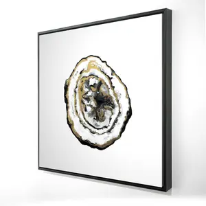 212 MAIN Golden Geode Artistic Modern Abstract Art Wall Print - 24x24 in, Minimalist Black Frame, Home Decor Room Accent