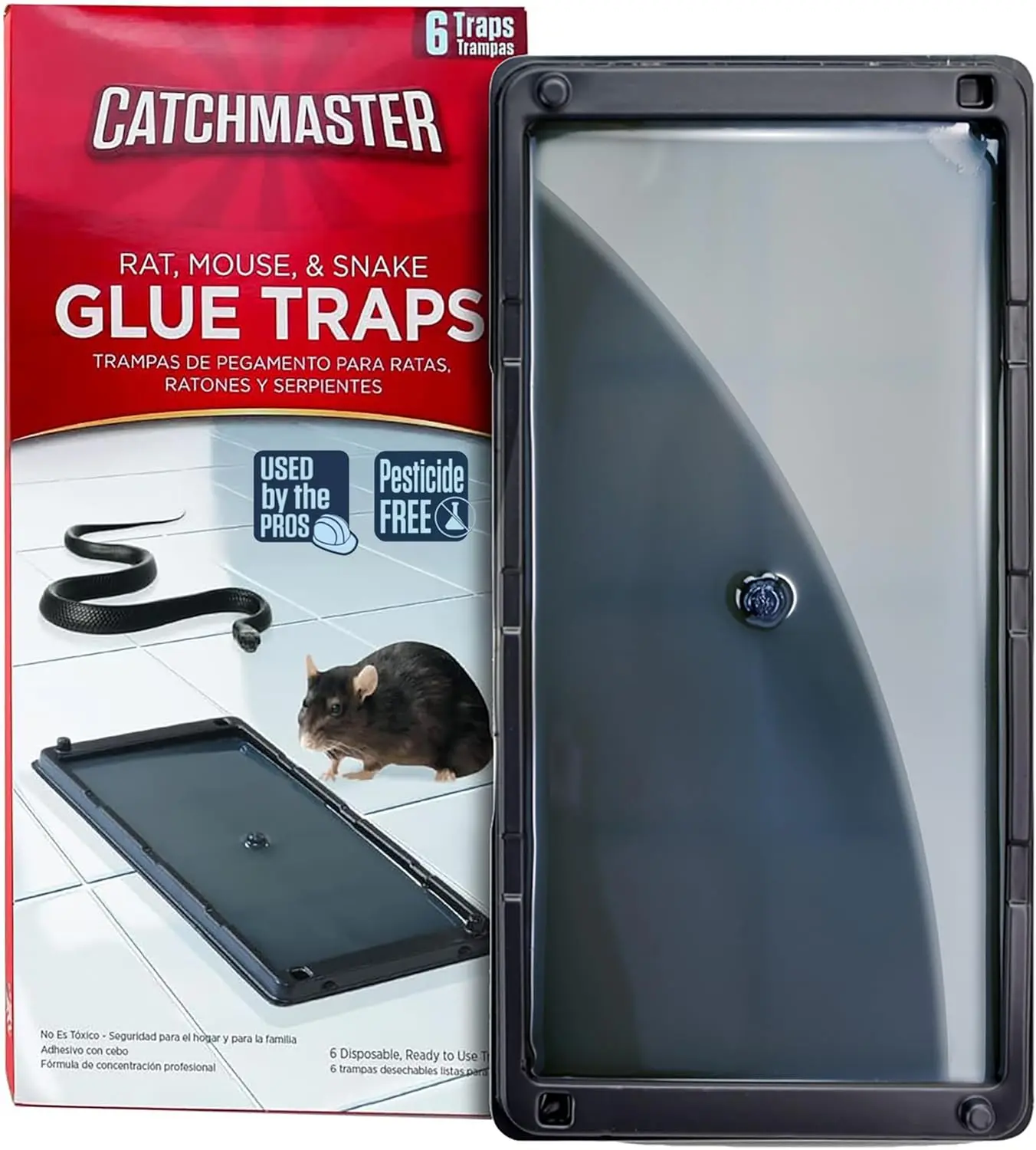6-Pk Large Bulk Glue Pest Traps, Adhesive Plastic Trays for Home & Garage, Catcher for Rats, Snakes, Mice & Spiders, Hardware Pest Control Tools