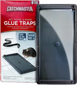 6-Pk Large Bulk Glue Pest Traps, Adhesive Plastic Trays for Home & Garage, Catcher for Rats, Snakes, Mice & Spiders, Hardware Pest Control Tools