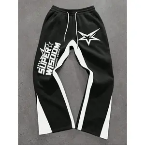 Men's Colorblock Letter & Star Print Sweatpants, logo sweatpants, Casual Comfy Jogger Pants for Daily Wear, Men's Trousers for All Seasons, Casual Sports Pants, Athleisure Pants