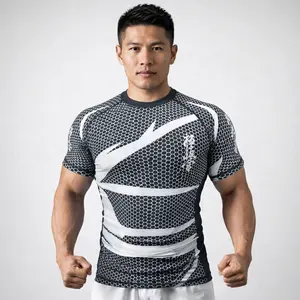 GREY RASH GUARDS WARRIOR KYOKUSHIN EMBROIDERED LOGO 
