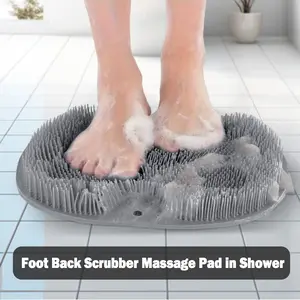 Silicone Shower Foot Scrubber Mat with Wall-Mounted Suction Cups, Back & Feet Cleaning Pad,,Bathroom Bathing Accessories