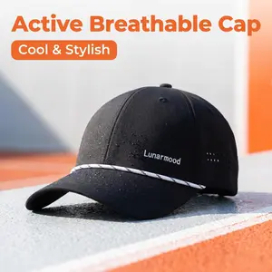 GUANHUA Sport Cap for Men Women Black Quick Dry Baseball Cap Mesh Panels High Crown Water Resistant for Running Outdoor