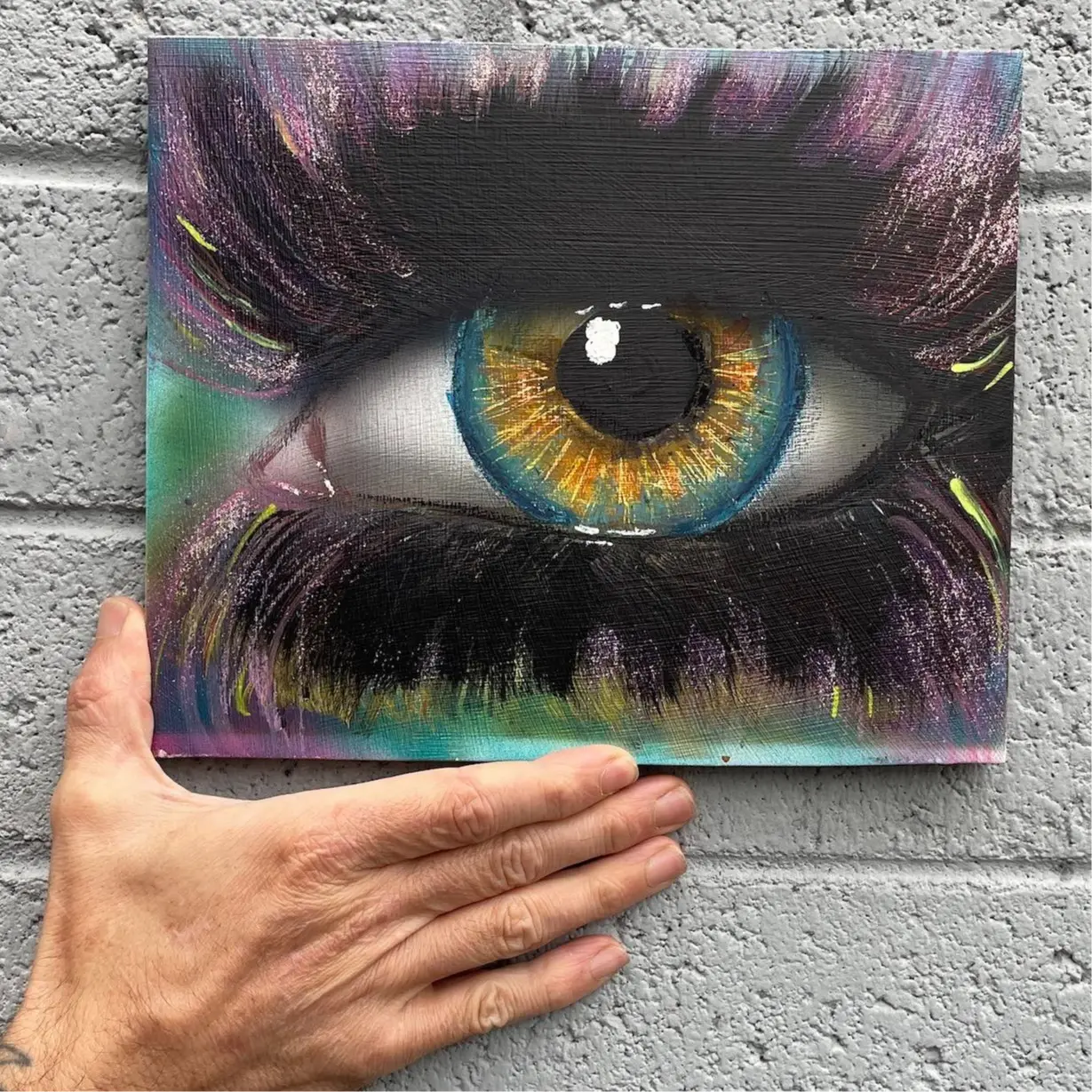 Kickboy Art Eye #2 - 9.5” x 8” Foamcore Beautiful Airbrushed Eye, Original Artwork