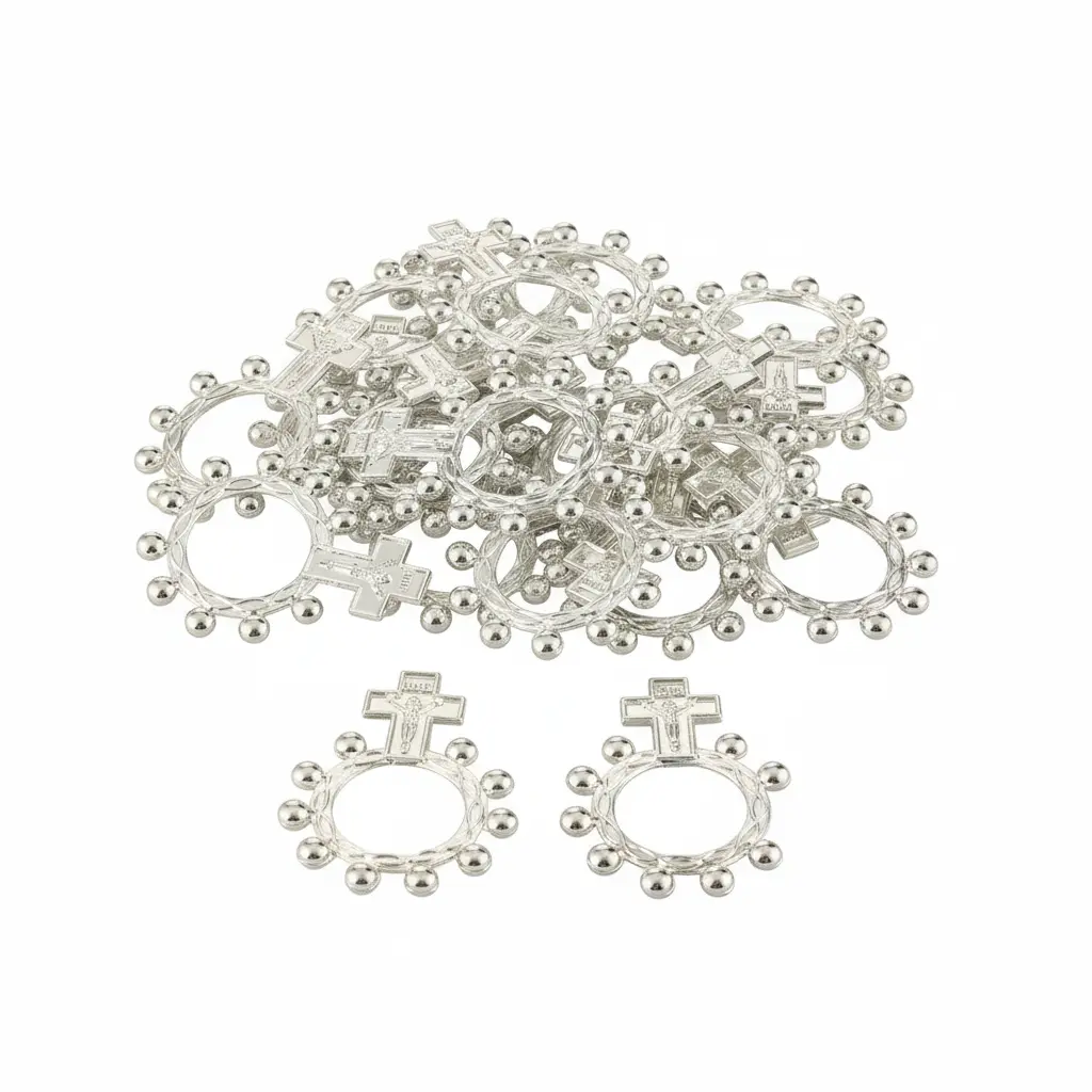 Silver Beaded Rosary Ring, a Continuous Loop Prayer Guide for Discreet Prayer and Daily Spiritual Devotion, Beaded Circle Rosary, Quiet Contemplation, Deepens Prayer Practice
